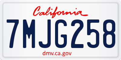 CA license plate 7MJG258