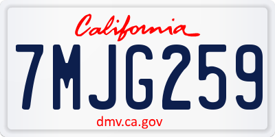 CA license plate 7MJG259