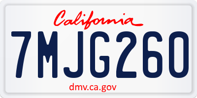 CA license plate 7MJG260