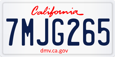 CA license plate 7MJG265