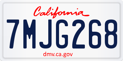 CA license plate 7MJG268