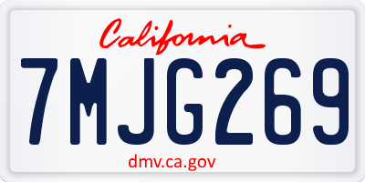 CA license plate 7MJG269