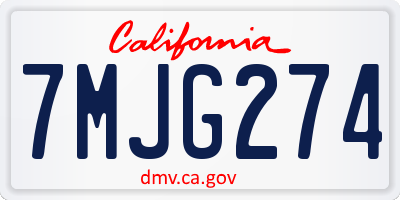 CA license plate 7MJG274