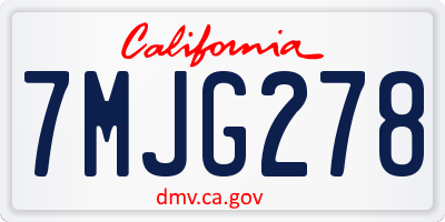 CA license plate 7MJG278