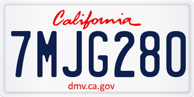 CA license plate 7MJG280