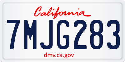CA license plate 7MJG283