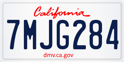 CA license plate 7MJG284