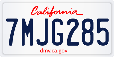 CA license plate 7MJG285