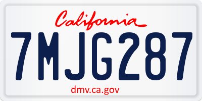 CA license plate 7MJG287