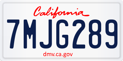 CA license plate 7MJG289
