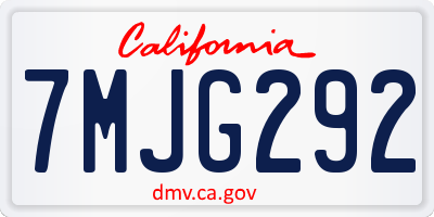 CA license plate 7MJG292