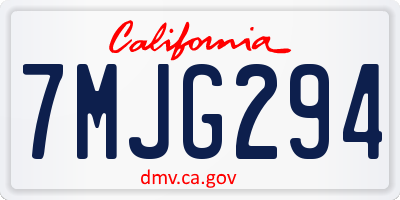 CA license plate 7MJG294