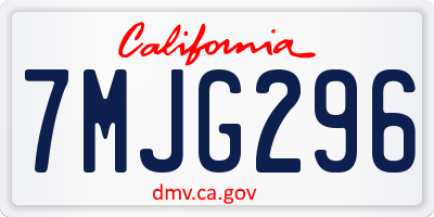 CA license plate 7MJG296