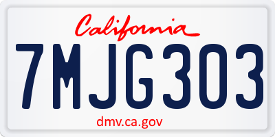 CA license plate 7MJG303