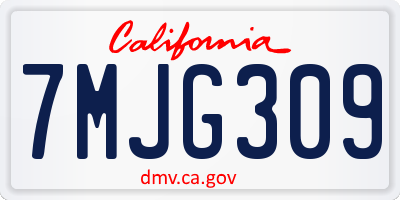 CA license plate 7MJG309