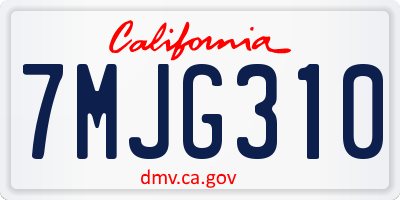 CA license plate 7MJG310