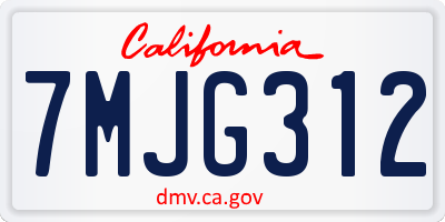 CA license plate 7MJG312