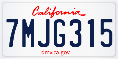 CA license plate 7MJG315