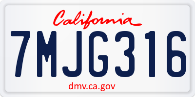 CA license plate 7MJG316