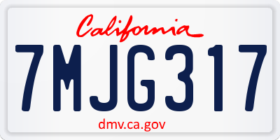 CA license plate 7MJG317