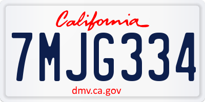 CA license plate 7MJG334