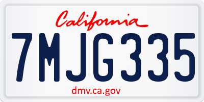 CA license plate 7MJG335