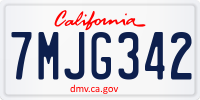 CA license plate 7MJG342