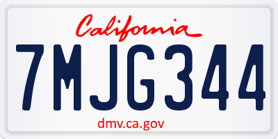 CA license plate 7MJG344