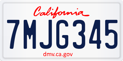 CA license plate 7MJG345