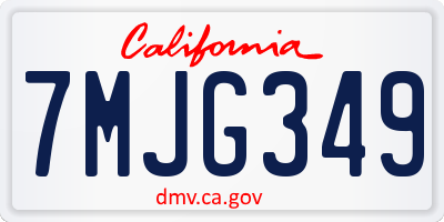 CA license plate 7MJG349