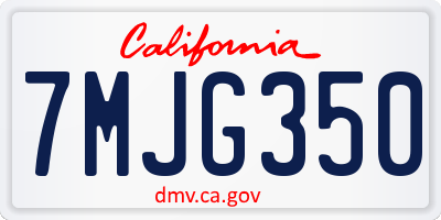 CA license plate 7MJG350