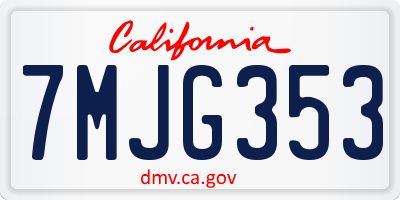 CA license plate 7MJG353