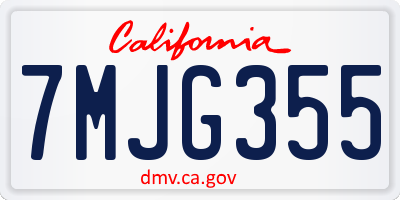 CA license plate 7MJG355