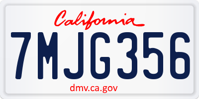 CA license plate 7MJG356