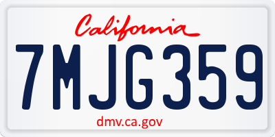 CA license plate 7MJG359