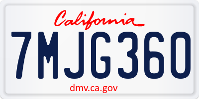 CA license plate 7MJG360