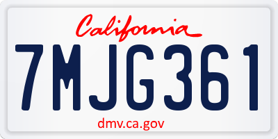 CA license plate 7MJG361
