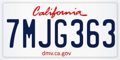 CA license plate 7MJG363