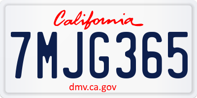 CA license plate 7MJG365