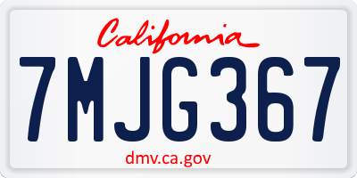 CA license plate 7MJG367