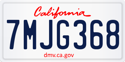 CA license plate 7MJG368