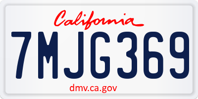 CA license plate 7MJG369