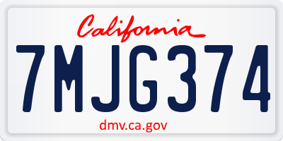 CA license plate 7MJG374