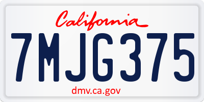 CA license plate 7MJG375