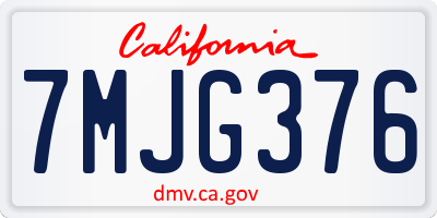 CA license plate 7MJG376