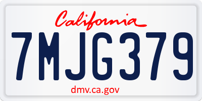 CA license plate 7MJG379