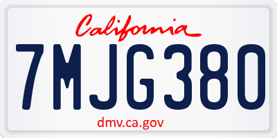 CA license plate 7MJG380