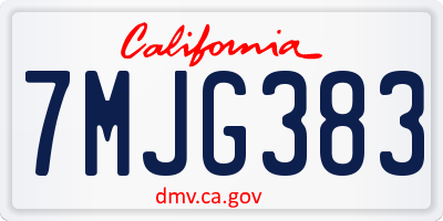 CA license plate 7MJG383