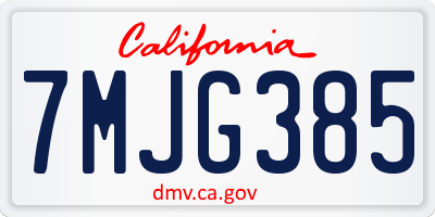 CA license plate 7MJG385
