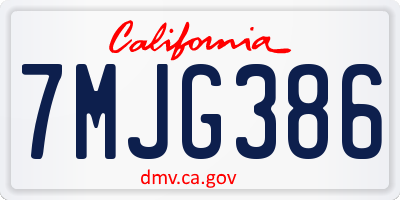 CA license plate 7MJG386